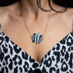 Fashion, accesorii si bijuterii - Femei - Bijuterii femei - Coliere femei - Lant cu Pandantiv cristale Kyanit, Saloni, placat cu aur de 18K - Infinity.ro