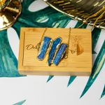 Fashion, accesorii si bijuterii - Femei - Bijuterii femei - Coliere femei - Lant cu Pandantiv cristale Kyanit, Saloni, placat cu aur de 18K - Infinity.ro