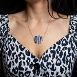 Fashion, accesorii si bijuterii - Femei - Bijuterii femei - Coliere femei - Lant cu Pandantiv cristale Kyanit, Saloni, placat cu aur de 18K - Infinity.ro