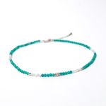 Fashion, accesorii si bijuterii - Femei - Bijuterii femei - Coliere femei - Colier choker Anadi din pietre semipretioase de Amazonit si Piatra Lunii, inchidere si accesorii din argint 925 - Infinity.ro