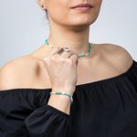 Fashion, accesorii si bijuterii - Femei - Bijuterii femei - Coliere femei - Colier choker Anadi din pietre semipretioase de Amazonit si Piatra Lunii, inchidere si accesorii din argint 925 - Infinity.ro