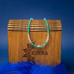 Fashion, accesorii si bijuterii - Femei - Bijuterii femei - Coliere femei - Colier choker Anadi din pietre semipretioase de Amazonit si Piatra Lunii, inchidere si accesorii din argint 925 - Infinity.ro