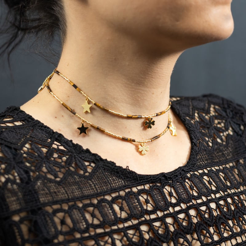 Fashion, accesorii si bijuterii - Femei - Accesorii femei - Alte accesorii femei - Lant de talie/Corp versatil din cristale de Ochi de Tigru, placat cu aur de 18K - Infinity.ro