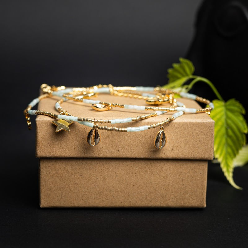 Fashion, accesorii si bijuterii - Femei - Accesorii femei - Alte accesorii femei - WOW! Lant de talie/Corp versatil din cristale de Acvamarin, placat cu aur de 18K - Infinity.ro