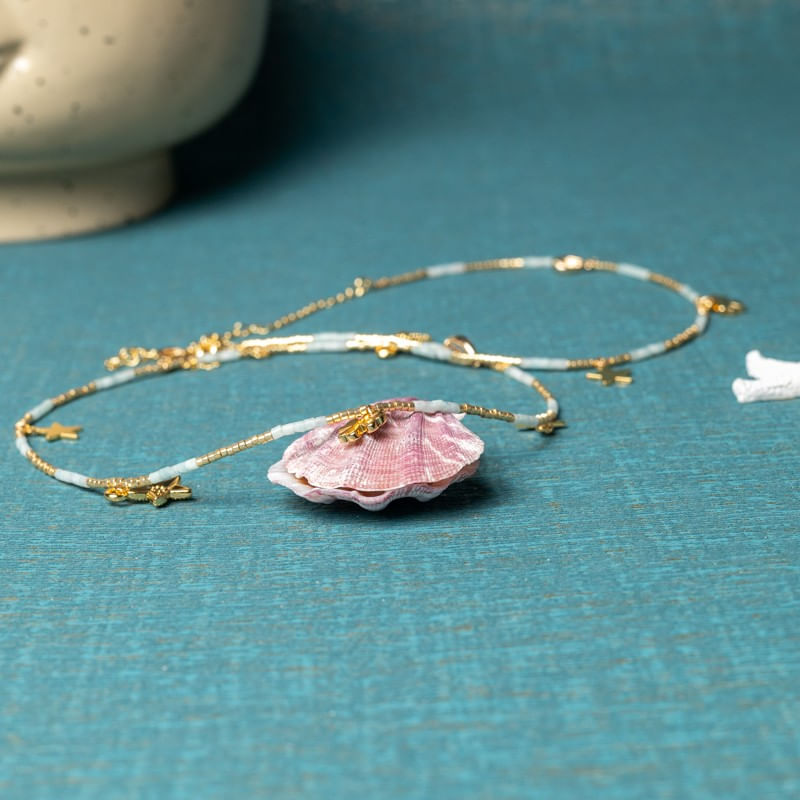 Fashion, accesorii si bijuterii - Femei - Accesorii femei - Alte accesorii femei - WOW! Lant de talie/Corp versatil din cristale de Acvamarin, placat cu aur de 18K - Infinity.ro
