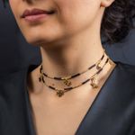 Fashion, accesorii si bijuterii - Femei - Accesorii femei - Alte accesorii femei - Lant de talie/Corp versatil din cristale de Agat Negru, placat cu aur de 18K - Infinity.ro