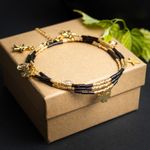 Fashion, accesorii si bijuterii - Femei - Accesorii femei - Alte accesorii femei - Lant de talie/Corp versatil din cristale de Agat Negru, placat cu aur de 18K - Infinity.ro