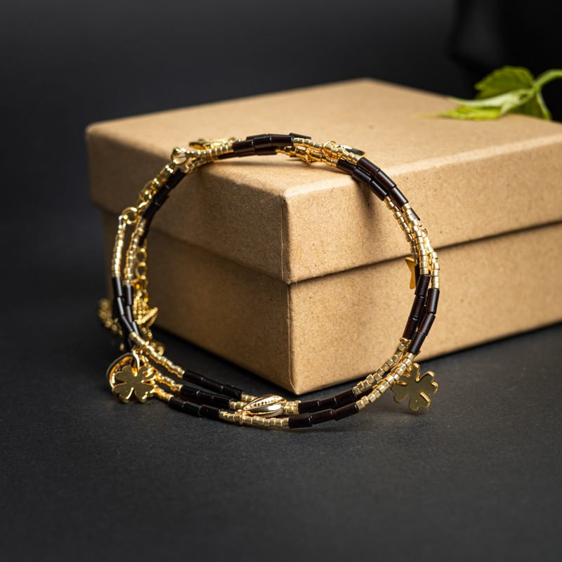 Fashion, accesorii si bijuterii - Femei - Accesorii femei - Alte accesorii femei - Lant de talie/Corp versatil din cristale de Agat Negru, placat cu aur de 18K - Infinity.ro