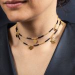 Fashion, accesorii si bijuterii - Femei - Accesorii femei - Alte accesorii femei - Lant de talie/Corp versatil din cristale de Agat Negru, placat cu aur de 18K - Infinity.ro