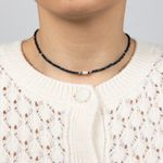 Fashion, accesorii si bijuterii - Femei - Bijuterii femei - Coliere femei - Colier Choker Mihit din pietre naturale de Jad Bleumarin cu accesorii si sistem de inchidere din argint 925 - Infinity.ro