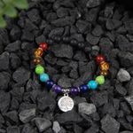 Fashion, accesorii si bijuterii - Femei - Bijuterii femei - Bratari femei - Bratara 7 Chakre aromaterapie ”THALIA” cu Pietre Vulcanice (din Lava) si Accesoriu Copacul Vietii - Infinity.ro