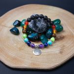 Fashion, accesorii si bijuterii - Femei - Bijuterii femei - Bratari femei - Bratara 7 Chakre aromaterapie ”THALIA” cu Pietre Vulcanice (din Lava) si Accesoriu Copacul Vietii - Infinity.ro