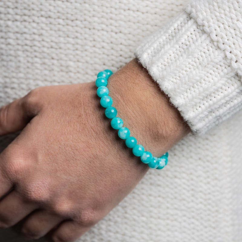 Fashion, accesorii si bijuterii - Femei - Bijuterii femei - Bratari femei - Bratara Barbati Pietre Semipretioase de Amazonit, “Arnav”, Margele de 8 mm - Infinity.ro