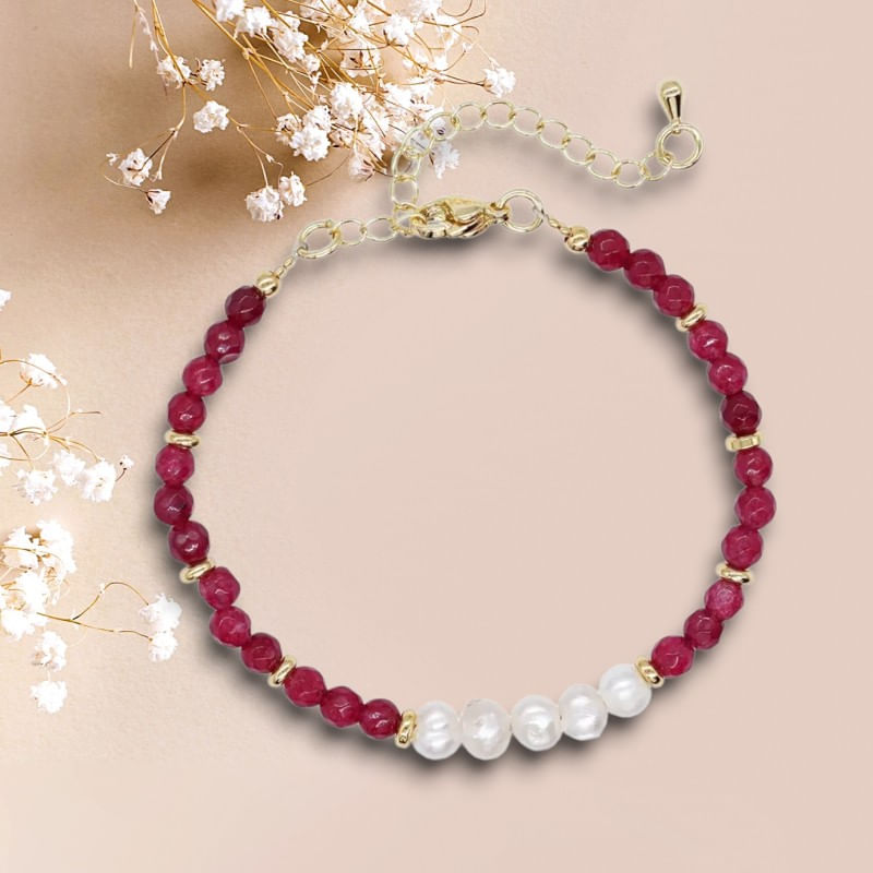 Fashion, accesorii si bijuterii - Femei - Bijuterii femei - Bratari femei - Bratara prieteniei Natya din cristale de Agat si Perle Naturale - Infinity.ro