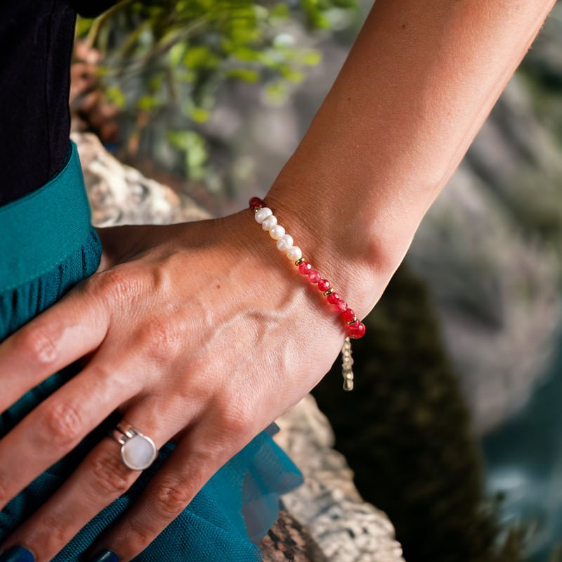 Fashion, accesorii si bijuterii - Femei - Bijuterii femei - Bratari femei - Bratara prieteniei Natya din cristale de Agat si Perle Naturale - Infinity.ro