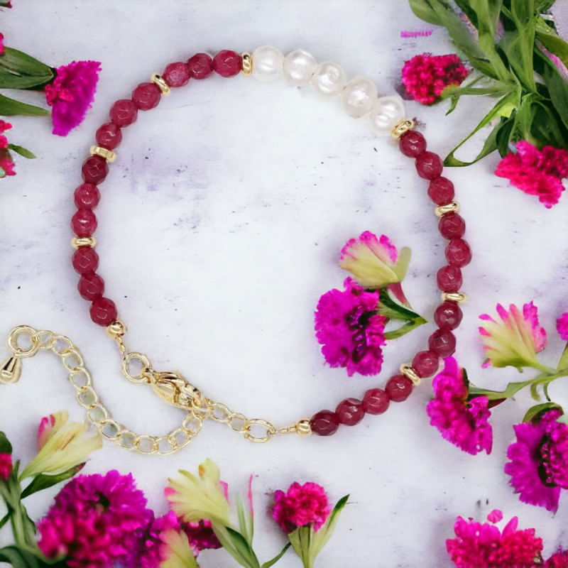 Fashion, accesorii si bijuterii - Femei - Bijuterii femei - Bratari femei - Bratara prieteniei Natya din cristale de Agat si Perle Naturale - Infinity.ro
