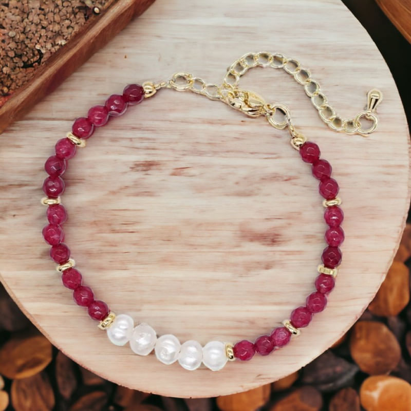 Fashion, accesorii si bijuterii - Femei - Bijuterii femei - Bratari femei - Bratara prieteniei Natya din cristale de Agat si Perle Naturale - Infinity.ro