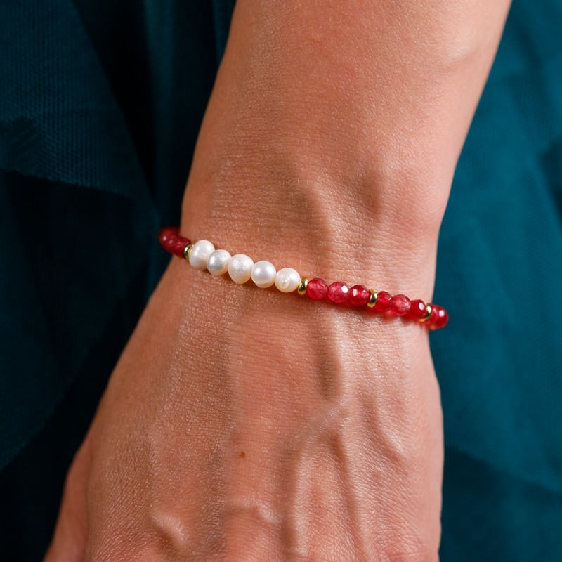 Fashion, accesorii si bijuterii - Femei - Bijuterii femei - Bratari femei - Bratara prieteniei Natya din cristale de Agat si Perle Naturale - Infinity.ro