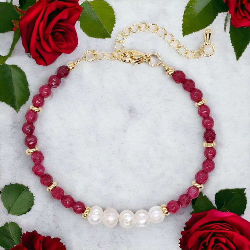 Fashion, accesorii si bijuterii - Femei - Bijuterii femei - Bratari femei - Bratara prieteniei Natya din cristale de Agat si Perle Naturale - Infinity.ro