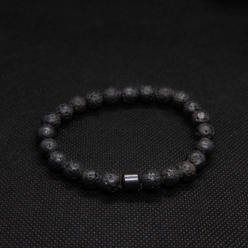 Fashion, accesorii si bijuterii - Barbati - Bijuterii barbati - Bratari barbati - Bratara “CLEO” cu Pietre Vulcanice (Lava) de 8mm si Hematit Magnetic - Infinity.ro