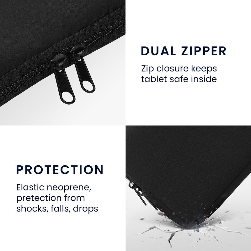 Laptop, Telefoane si Tablete - Tablete si accesorii tablete - Accesorii Tablete - Huse tablete - Husa tip pouch Kwmobile universala pentru tableta, neopren, negru, protectie la zgarieturi, fermoar - Infinity.ro