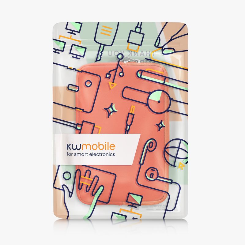Laptop, Telefoane si Tablete - Tablete si accesorii tablete - Accesorii Tablete - Huse tablete - Husa tip pouch Kwmobile universala pentru tableta, neopren, portocaliu, protectie la zgarieturi, fermoar - Infinity.ro