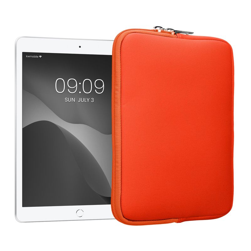 Laptop, Telefoane si Tablete - Tablete si accesorii tablete - Accesorii Tablete - Huse tablete - Husa tip pouch Kwmobile universala pentru tableta, neopren, portocaliu, protectie la zgarieturi, fermoar - Infinity.ro
