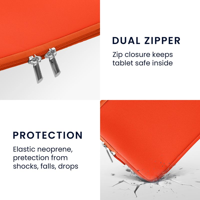 Laptop, Telefoane si Tablete - Tablete si accesorii tablete - Accesorii Tablete - Huse tablete - Husa tip pouch Kwmobile universala pentru tableta, neopren, portocaliu, protectie la zgarieturi, fermoar - Infinity.ro