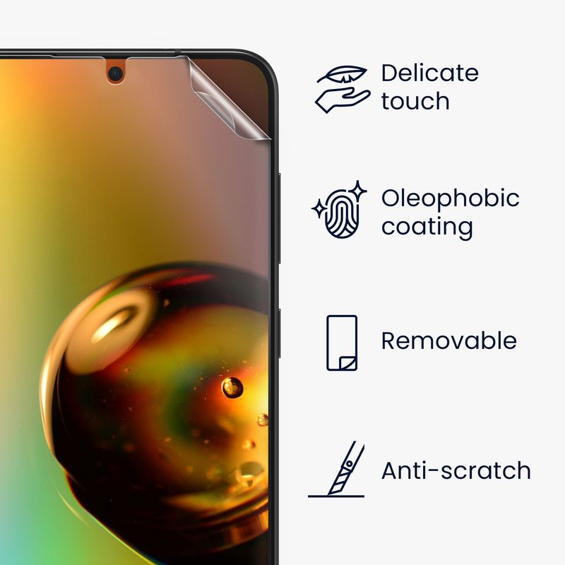 Laptop, Telefoane si Tablete - Telefoane mobile si accesorii - Accesorii Telefoane - Folii protectie telefoane - Set 6 folii de protectie pentru telefon Kwmobile pentru Samsung Galaxy S25, aplicare fara bule, PET, transparent - Infinity.ro