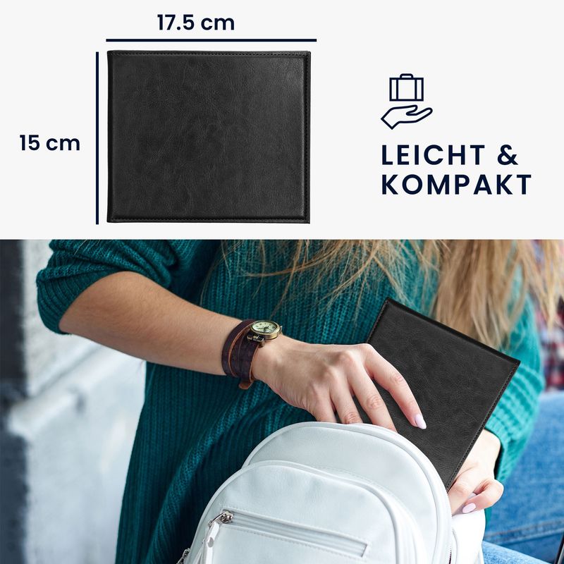 Fashion, accesorii si bijuterii - Barbati - Accesorii barbati - Portofele barbati - Mapa documente Kwmobile portabila, piele ecologica, negru, organizare, protectie la zgarieturi - Infinity.ro