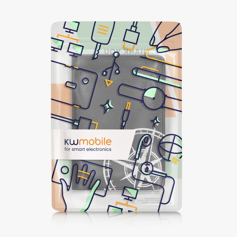 Fashion, accesorii si bijuterii - Barbati - Accesorii barbati - Portofele barbati - Portdocument auto Kwmobile pentru acte si permis UE, piele ecologica, alb, negru, portabil, antizgarieturi - Infinity.ro