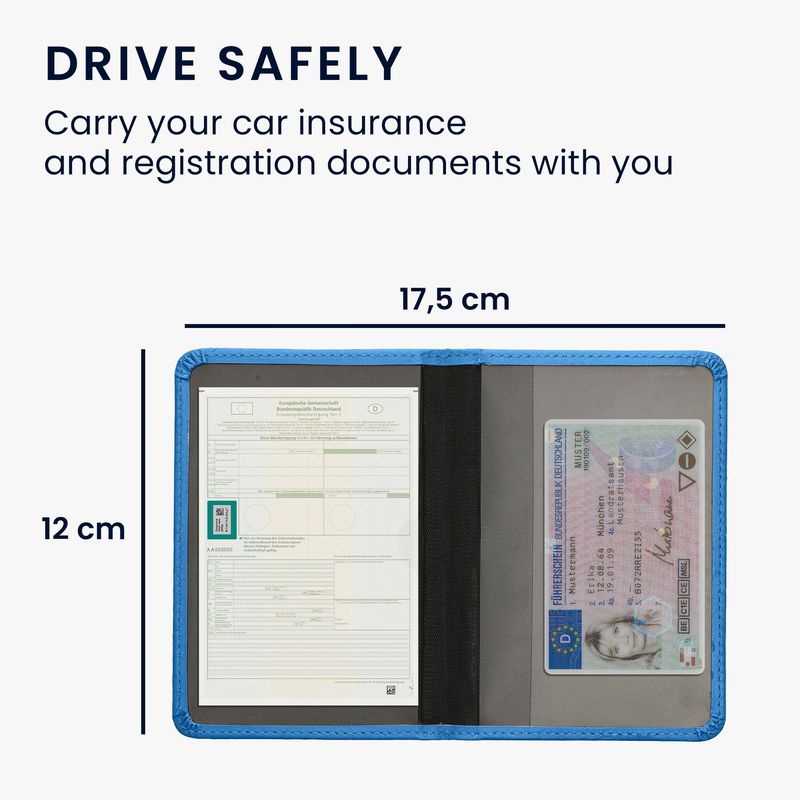 Fashion, accesorii si bijuterii - Barbati - Accesorii barbati - Portofele barbati - Portdocument auto Kwmobile pentru acte si permis UE, piele ecologica, albastru, portabil, antizgarieturi - Infinity.ro