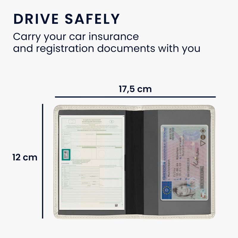 Fashion, accesorii si bijuterii - Barbati - Accesorii barbati - Portofele barbati - Portdocument auto Kwmobile pentru acte si permis UE, piele ecologica, argintiu, portabil, antizgarieturi - Infinity.ro