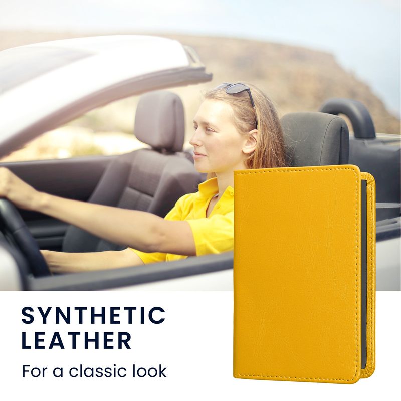 Fashion, accesorii si bijuterii - Barbati - Accesorii barbati - Portofele barbati - Portdocument auto Kwmobile pentru acte si permis UE, piele ecologica, galben, portabil, antizgarieturi - Infinity.ro