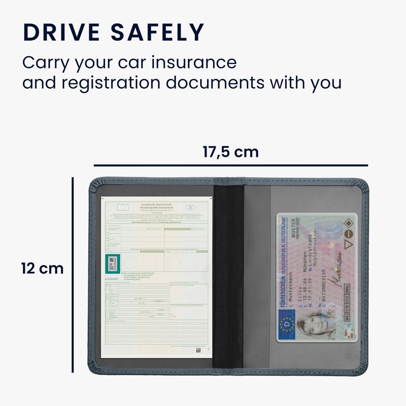 Fashion, accesorii si bijuterii - Barbati - Accesorii barbati - Portofele barbati - Portdocument auto Kwmobile pentru acte si permis UE, piele ecologica, gri, nuanta ardezie, portabil, antizgarieturi - Infinity.ro