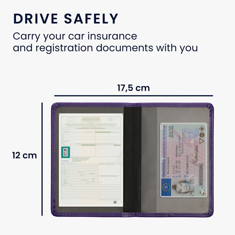 Fashion, accesorii si bijuterii - Barbati - Accesorii barbati - Portofele barbati - Portdocument auto Kwmobile pentru acte si permis UE, piele ecologica, mov, nuanta iris, portabil, antizgarieturi - Infinity.ro