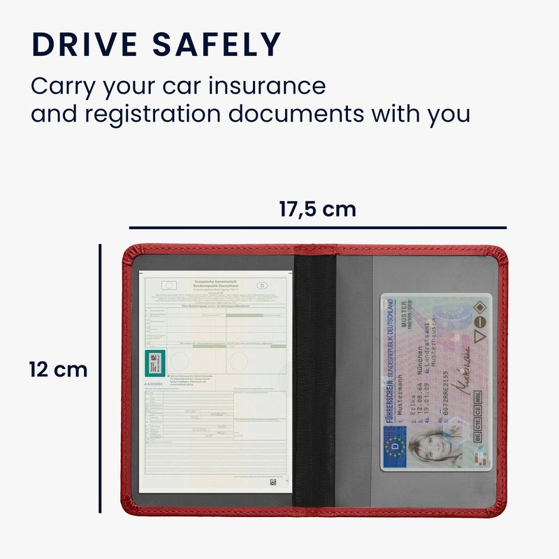 Fashion, accesorii si bijuterii - Barbati - Accesorii barbati - Portofele barbati - Portdocument auto Kwmobile pentru acte si permis UE, piele ecologica, rosu, portabil, antizgarieturi - Infinity.ro