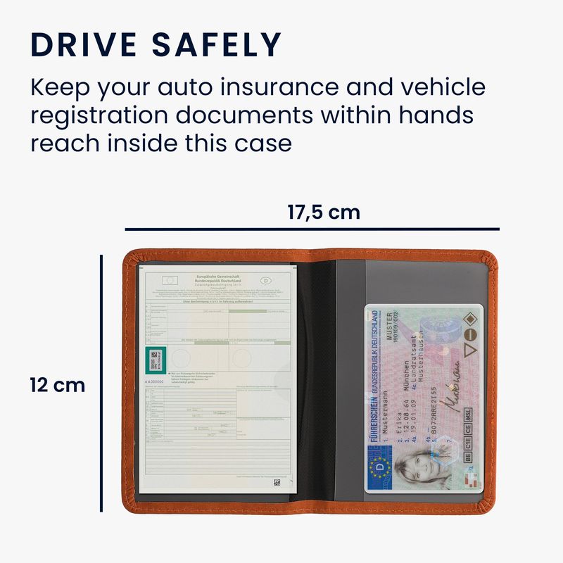 Fashion, accesorii si bijuterii - Barbati - Accesorii barbati - Portofele barbati - Portdocument auto Kwmobile pentru acte si permis UE, piele ecologica, maro, portabil, antizgarieturi - Infinity.ro