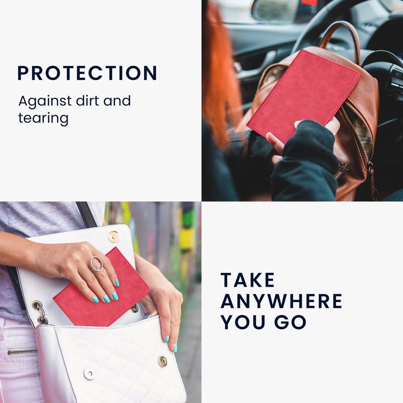 Fashion, accesorii si bijuterii - Barbati - Accesorii barbati - Portofele barbati - Portdocument auto Kwmobile pentru acte si permis UE, piele ecologica, roz neon, portabil, antizgarieturi - Infinity.ro