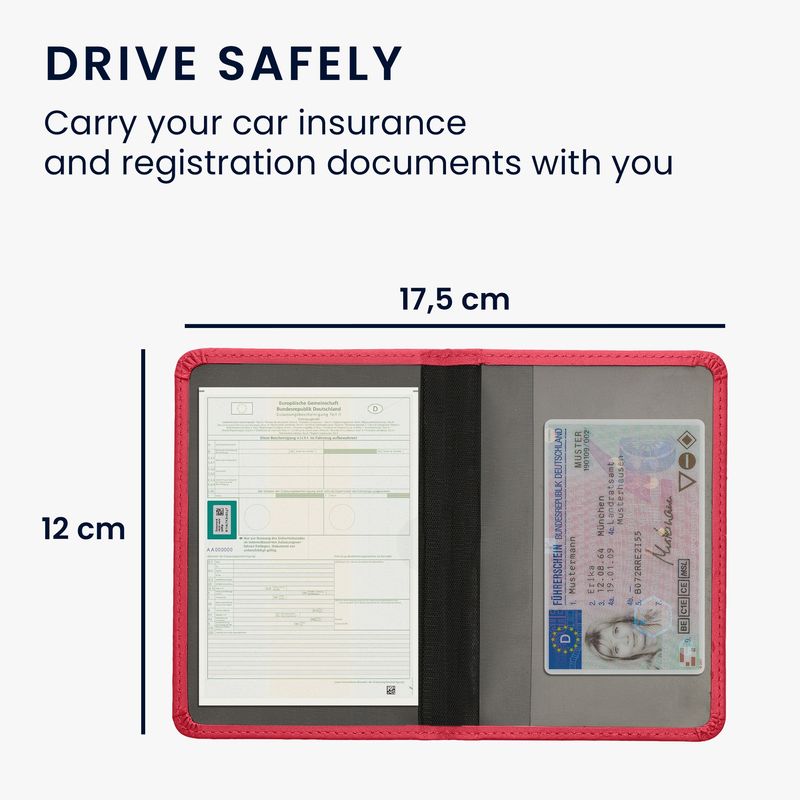 Fashion, accesorii si bijuterii - Barbati - Accesorii barbati - Portofele barbati - Portdocument auto Kwmobile pentru acte si permis UE, piele ecologica, roz neon, portabil, antizgarieturi - Infinity.ro