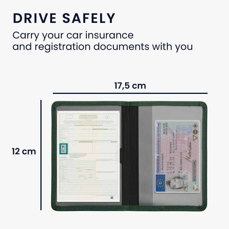 Fashion, accesorii si bijuterii - Barbati - Accesorii barbati - Portofele barbati - Portdocument auto Kwmobile pentru acte si permis UE, piele ecologica, verde, portabil, antizgarieturi - Infinity.ro