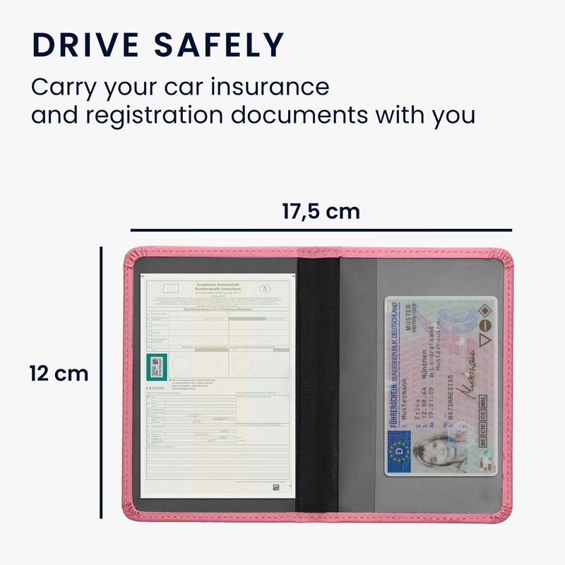Fashion, accesorii si bijuterii - Barbati - Accesorii barbati - Portofele barbati - Portdocument auto Kwmobile pentru acte si permis UE, piele ecologica, roz, portabil, antizgarieturi - Infinity.ro