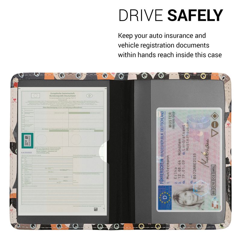Fashion, accesorii si bijuterii - Barbati - Accesorii barbati - Portofele barbati - Portdocument auto Kwmobile pentru acte si permis UE, piele ecologica, portocaliu, negru, portabil, antizgarieturi - Infinity.ro