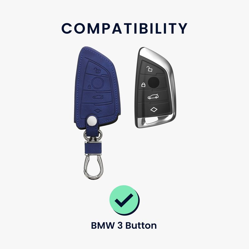Auto si Moto - Electronice auto - Accesorii electronice auto - Husa cheie auto Kwmobile pentru BMW 1 (F21), 2 (F45, F46), 3 (G20, F30, F31), piele ecologica, albastru - Infinity.ro