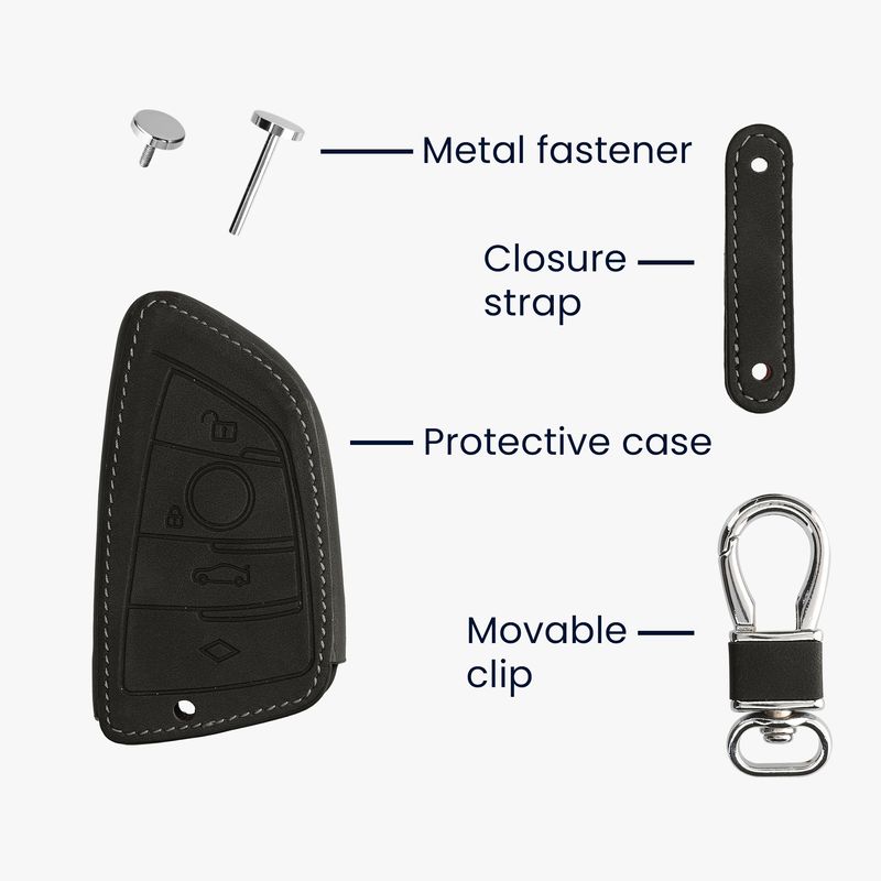 Auto si Moto - Electronice auto - Accesorii electronice auto - Husa cheie auto Kwmobile pentru BMW 1 (F21), 2 (F45, F46), 3 (G20, F30, F31), anti-alunecare, piele ecologica, gri - Infinity.ro