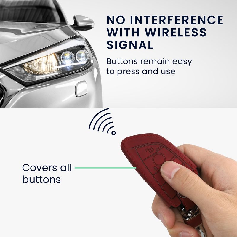 Auto si Moto - Electronice auto - Accesorii electronice auto - Husa cheie auto Kwmobile pentru BMW 1 (F21), 2 (F45, F46), 3 (G20, F30, F31), antiderapanta, piele ecologica, rosu - Infinity.ro