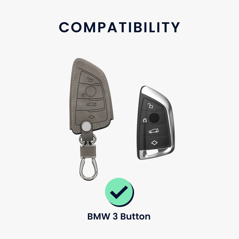 Auto si Moto - Electronice auto - Accesorii electronice auto - Husa cheie auto Kwmobile pentru BMW 1 (F21), 2 (F45, F46), 3 (G20, F30, F31), antizgarieturi, piele ecologica, gri - Infinity.ro