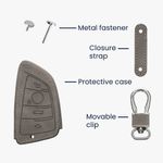 Auto si Moto - Electronice auto - Accesorii electronice auto - Husa cheie auto Kwmobile pentru BMW 1 (F21), 2 (F45, F46), 3 (G20, F30, F31), antizgarieturi, piele ecologica, gri - Infinity.ro