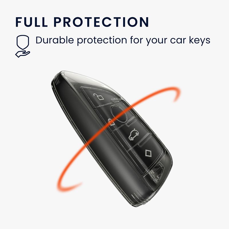Auto si Moto - Electronice auto - Accesorii electronice auto - Husa cheie auto Kwmobile pentru BMW 1 (F21), 2 (F45, F46), 3 (G20, F30, F31), cu inel, TPU, negru, transparent - Infinity.ro