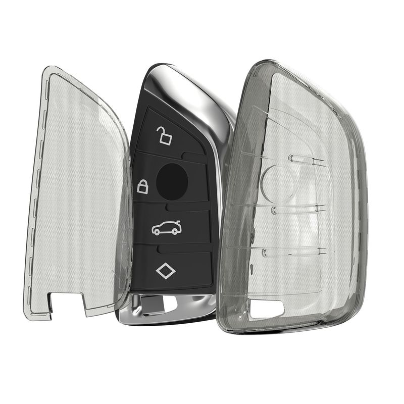 Auto si Moto - Electronice auto - Accesorii electronice auto - Husa cheie auto Kwmobile pentru BMW 1 (F21), 2 (F45, F46), 3 (G20, F30, F31), cu inel, TPU, negru, transparent - Infinity.ro